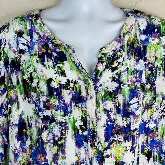 Premise Studio POPOVER Tunic Top Womens 2X Multicolor 3/4 Sleeve ARTSY Work - Picture 2 of 9